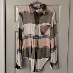 Plaid Button Down with waist tie.